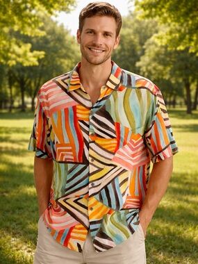 Jams World Men's Hawaiian Aloha Short Sleeve Shirt, XL, Great Cond.